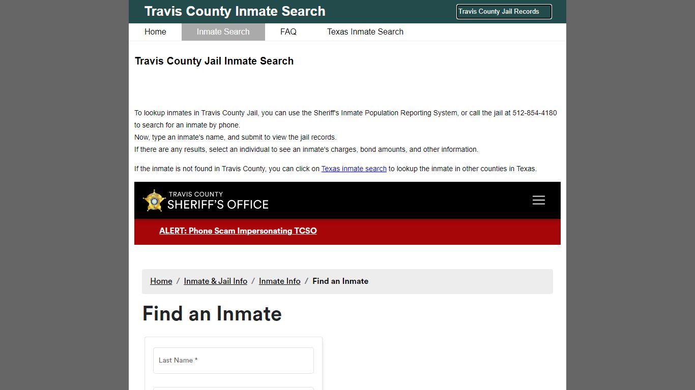 Travis County Jail Inmate Search